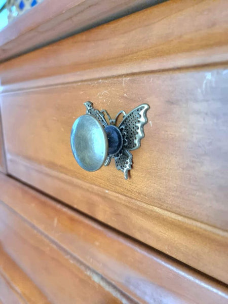 Metal Knob Drawer handle pull with backing - antique brass