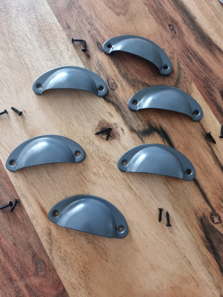 Metal Drawer handle pulls -  8cm Cup Shell knob Antique Vintage look