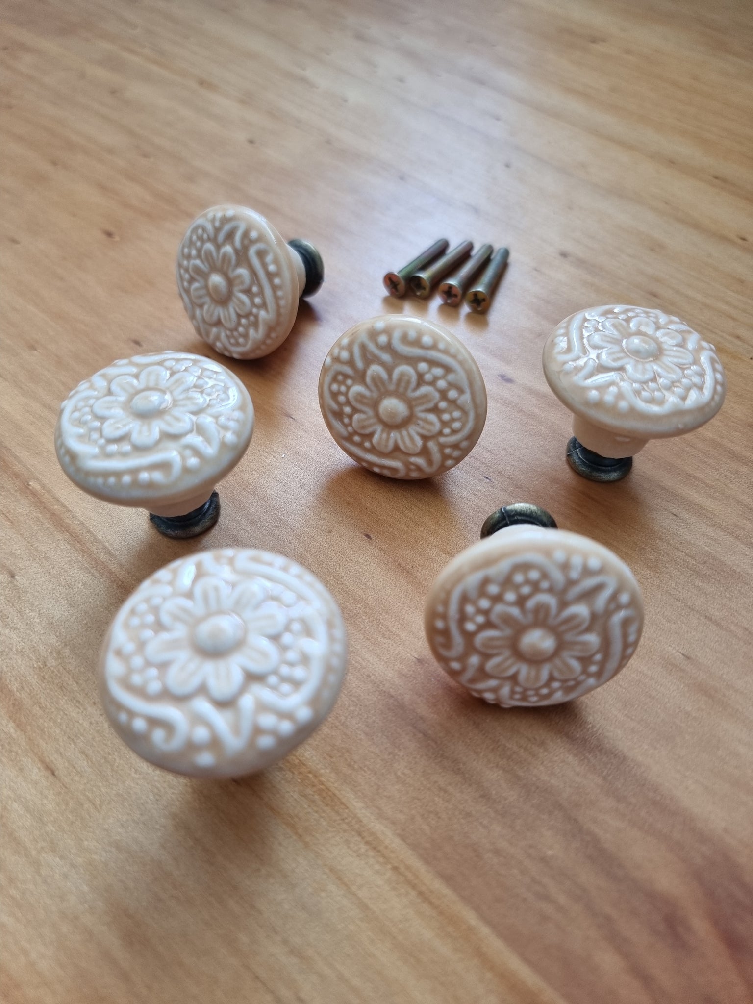 Ceramic Apricot floral Drawer handle pull