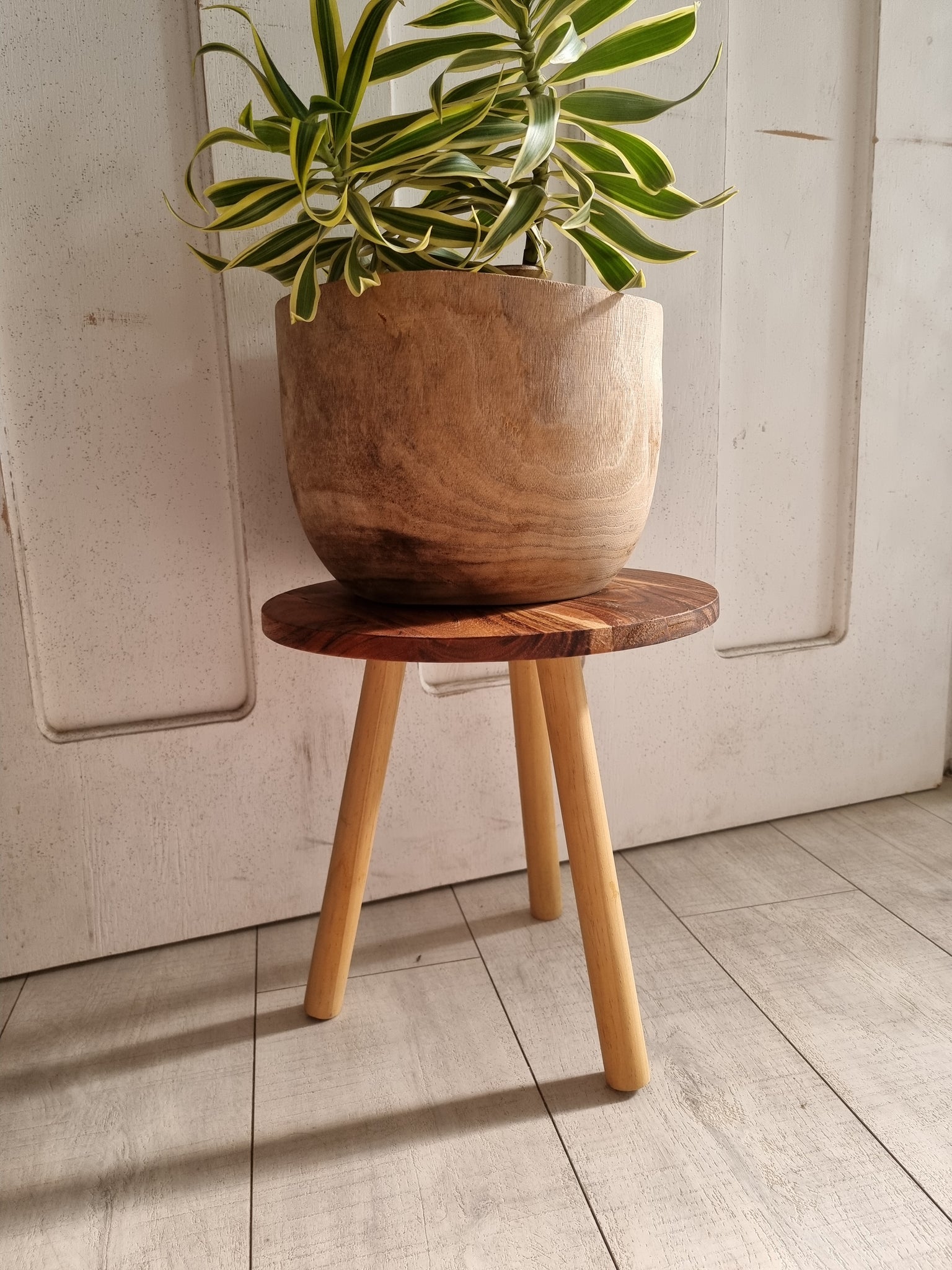 Wooden plant stand - picnic table