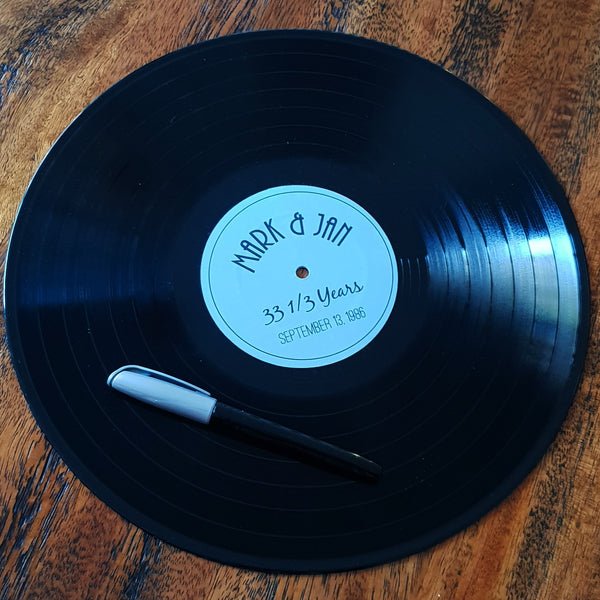 Vinyl Record with custom label- Write messages for special occasions!