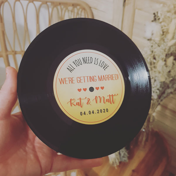 Vinyl Record with custom label- Write messages for special occasions!