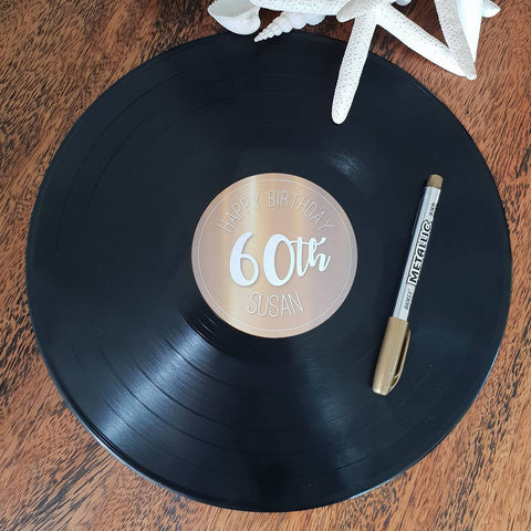 Vinyl Record with custom label- Write messages for special occasions!
