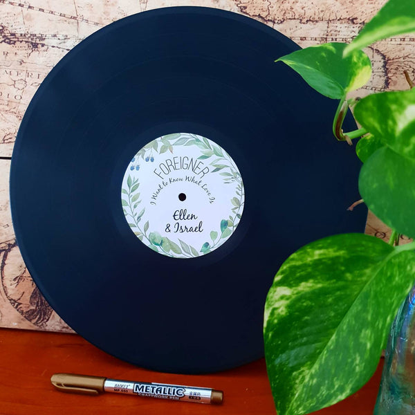 Custom Label on Vinyl Signing Record - Write messages for special occasions!