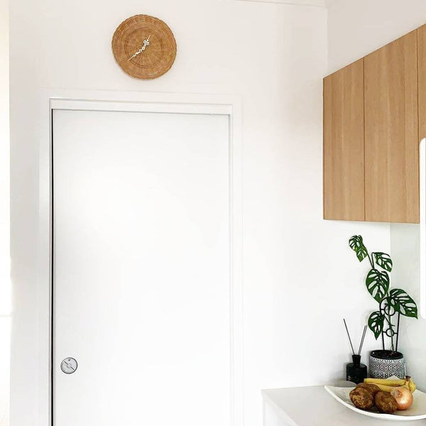 Wicker Wall Clock Decoration Boho Retro Vintage Homewares Home Decor Country Rattan Cane Bohemian
