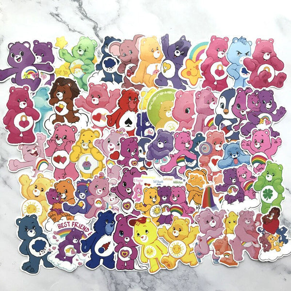 Carebear Stickers - Kawaii 90s Care Bear Sticker Grumpy Funshine Cheer Lovealot Share Tenderheart Bedtime Wish Goodluck Best Friend Quirky