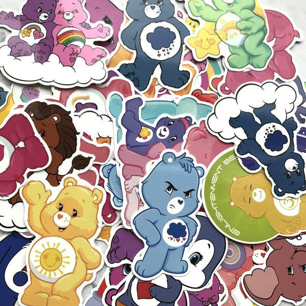 Carebear Stickers - Kawaii 90s Care Bear Sticker Grumpy Funshine Cheer Lovealot Share Tenderheart Bedtime Wish Goodluck Best Friend Quirky