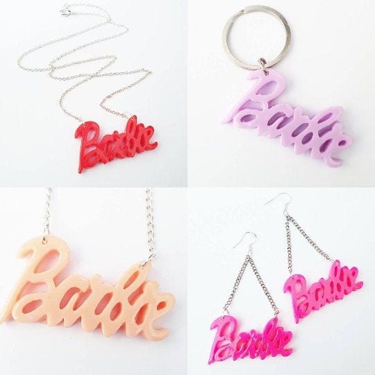 Barbie Jewelry Earrings Necklace Keychain Phone Car Charm Bracelet Anklet Keyring Choker Collar Pins Jewellery Doll Hot Pink Quirky Alt