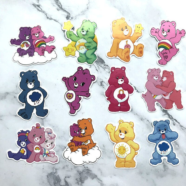 Carebear Stickers - Kawaii 90s Care Bear Sticker Grumpy Funshine Cheer Lovealot Share Tenderheart Bedtime Wish Goodluck Best Friend Quirky