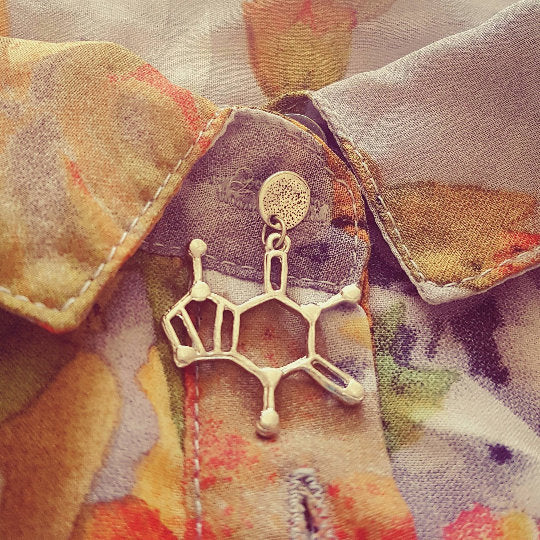 Caffeine Coffee Molecule Jewelry Necklace Earrings Keychain Bracelet Anklet Pin Phone Charm Keyring Science Chemistry quirky Alternative Alt