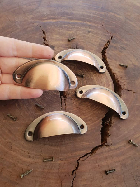 Metal Drawer handle pull - Cup Shell