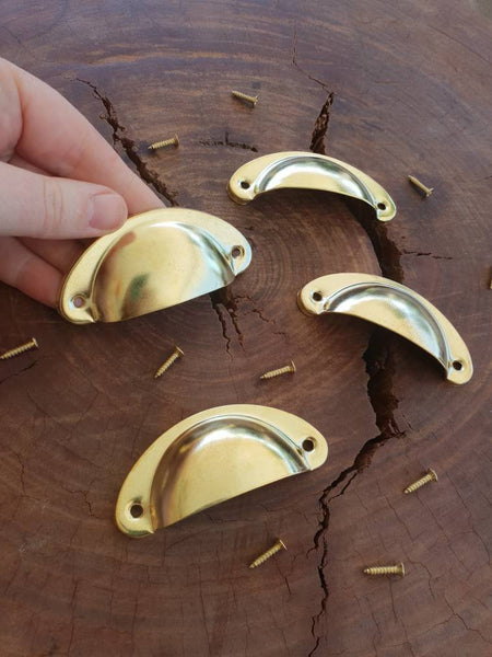 Metal Drawer handle pull - Cup Shell
