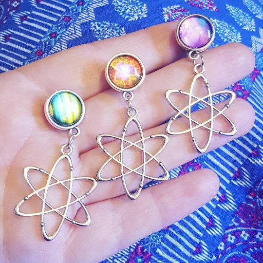 Atom Jewelry Necklace Earrings Keychain Bracelet Collar Pin Badge Phone Charm Keyring Anklet Choker Science Chemistry Alternative Alt Quirky