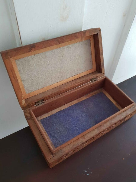 Vintage antique Wood carved Peacock wooden box - home decor jewellery trinkets