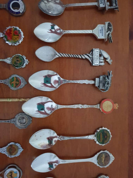 Silver plated spoons - Vintage Antique Retro - collector spoon decor wall art collection Australia Australiana cuttlery - wedding cafe party