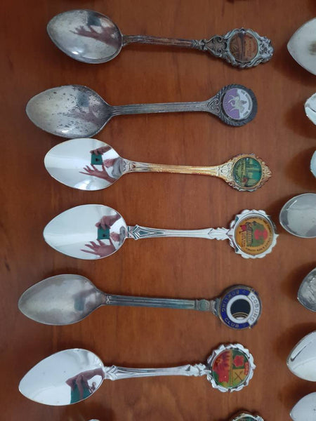 Silver plated spoons - Vintage Antique Retro - collector spoon decor wall art collection Australia Australiana cuttlery - wedding cafe party