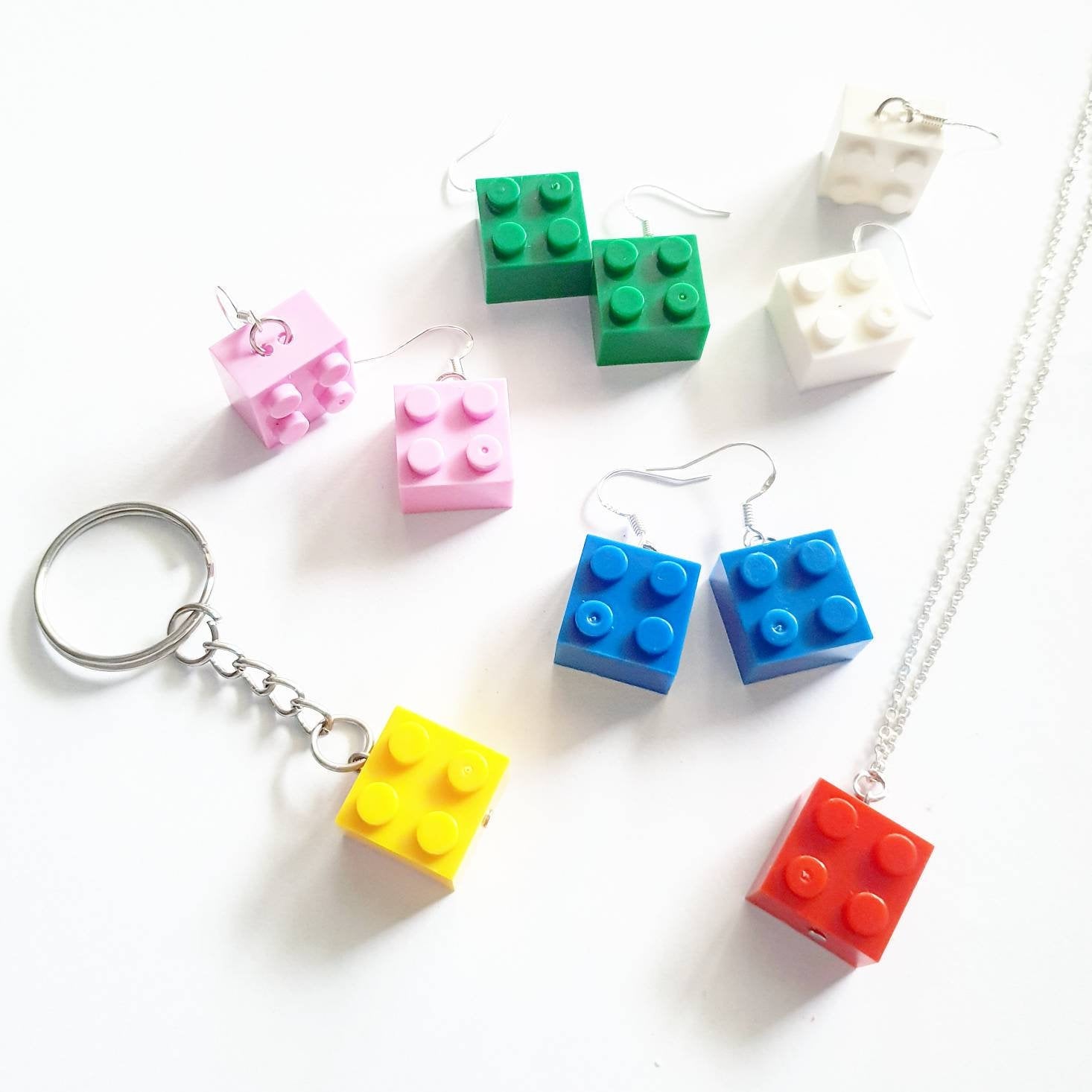 Building block Jewelry Earrings Necklace Keychain Collar Pins Charm Car Bracelet Anklet Keyring Choker Jewellery Alternative Quirky Alt