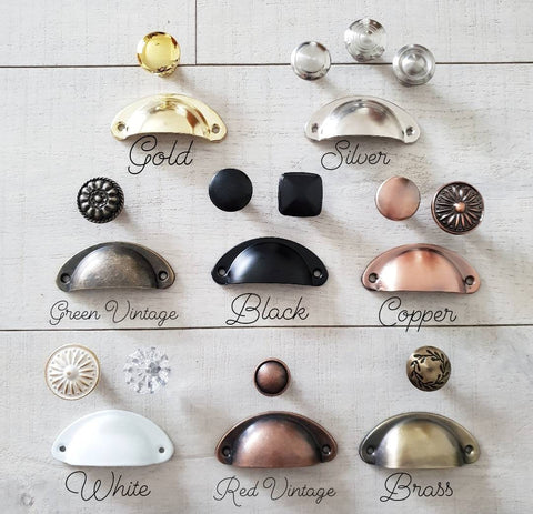 Metal Drawer handle pulls -  8cm Cup Shell knob Antique Vintage look