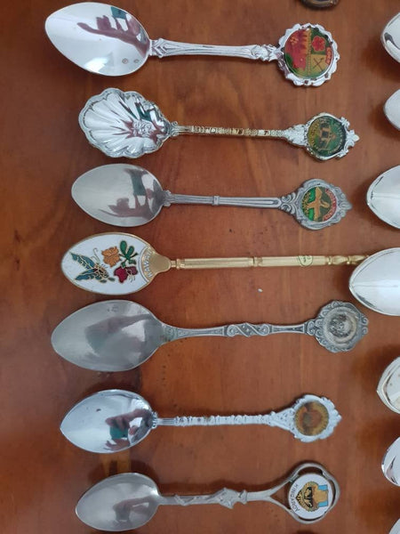 Silver plated spoons - Vintage Antique Retro - collector spoon decor wall art collection Australia Australiana cuttlery - wedding cafe party