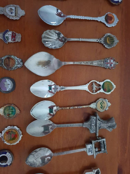Silver plated spoons - Vintage Antique Retro - collector spoon decor wall art collection Australia Australiana cuttlery - wedding cafe party